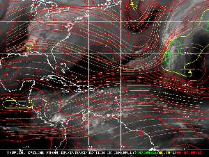 Météo tropicale : Carte des vents de cisaillement.