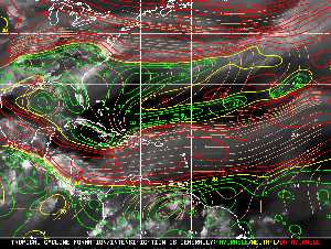 Météo tropicale : Carte des vents de cisaillement.