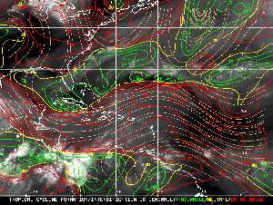 Météo tropicale : Carte des vents de cisaillement.