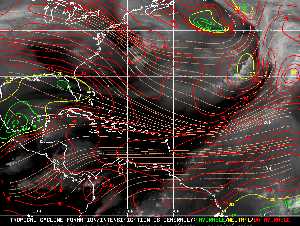 Météo tropicale : Carte des vents de cisaillement.