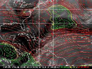 Météo tropicale : Carte des vents de cisaillement.