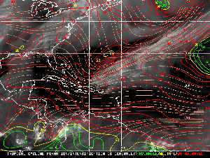 Météo tropicale : Carte des vents de cisaillement.