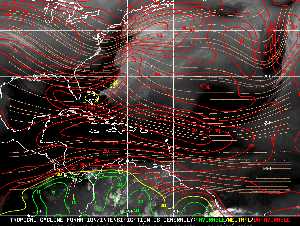 Météo tropicale : Carte des vents de cisaillement.