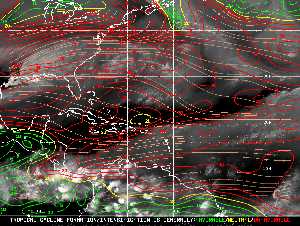 Météo tropicale : Carte des vents de cisaillement.