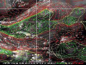 Météo tropicale : Carte des vents de cisaillement.