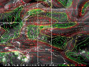 Météo tropicale : Carte des vents de cisaillement.