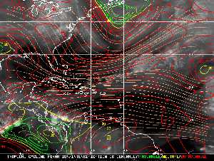 Météo tropicale : Carte des vents de cisaillement.