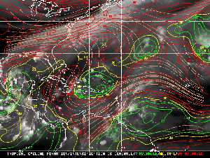 Météo tropicale : Carte des vents de cisaillement.