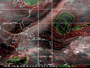 Météo tropicale : Carte des vents de cisaillement.