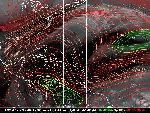Météo tropicale : Carte des vents de cisaillement.