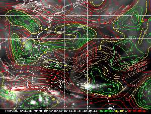 Météo tropicale : Carte des vents de cisaillement.