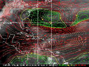 Météo tropicale : Carte des vents de cisaillement.