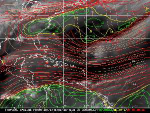 Météo tropicale : Carte des vents de cisaillement.