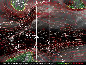 Météo tropicale : Carte des vents de cisaillement.