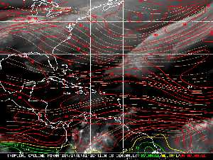 Météo tropicale : Carte des vents de cisaillement.