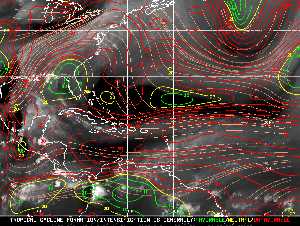 Météo tropicale : Carte des vents de cisaillement.