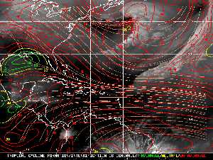 Météo tropicale : Carte des vents de cisaillement.