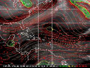 Météo tropicale : Carte des vents de cisaillement.