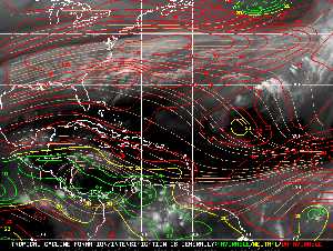 Météo tropicale : Carte des vents de cisaillement.