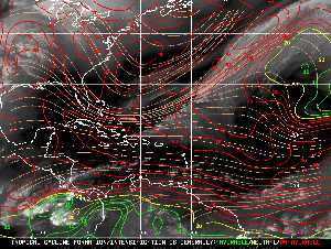 Météo tropicale : Carte des vents de cisaillement.
