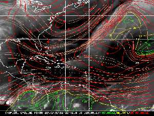 Météo tropicale : Carte des vents de cisaillement.