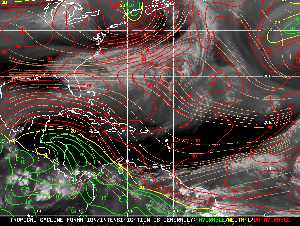 Météo tropicale : Carte des vents de cisaillement.