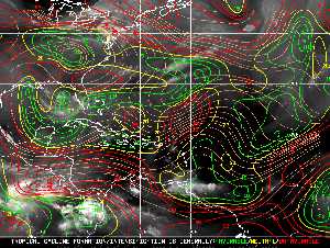 Météo tropicale : Carte des vents de cisaillement.