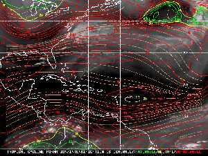 Météo tropicale : Carte des vents de cisaillement.