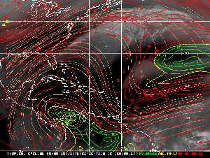 Météo tropicale : Carte des vents de cisaillement.