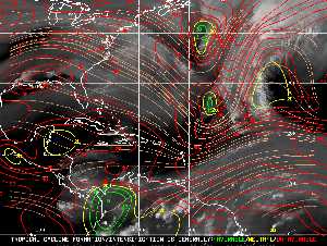 Météo tropicale : Carte des vents de cisaillement.