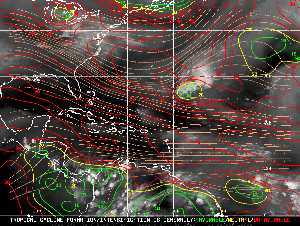 Météo tropicale : Carte des vents de cisaillement.