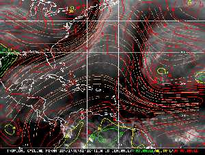 Météo tropicale : Carte des vents de cisaillement.