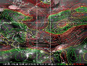 Météo tropicale : Carte des vents de cisaillement.