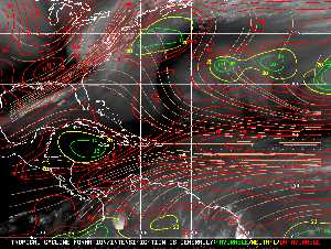 Météo tropicale : Carte des vents de cisaillement.