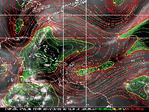 Météo tropicale : Carte des vents de cisaillement.