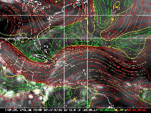Météo tropicale : Carte des vents de cisaillement.