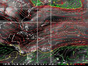 Météo tropicale : Carte des vents de cisaillement.