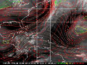 Météo tropicale : Carte des vents de cisaillement.
