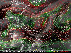 Météo tropicale : Carte des vents de cisaillement.