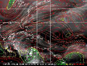 Météo tropicale : Carte des vents de cisaillement.