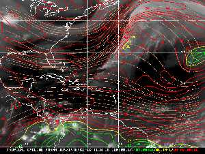 Météo tropicale : Carte des vents de cisaillement.