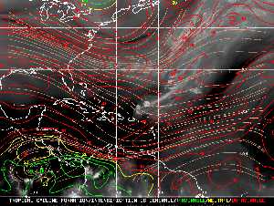 Météo tropicale : Carte des vents de cisaillement.