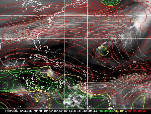 Météo tropicale : Carte des vents de cisaillement.