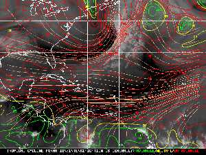 Météo tropicale : Carte des vents de cisaillement.