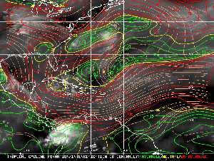Météo tropicale : Carte des vents de cisaillement.
