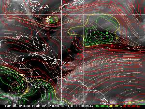 Météo tropicale : Carte des vents de cisaillement.