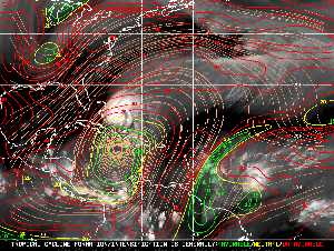 Météo tropicale : Carte des vents de cisaillement.