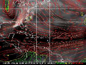 Météo tropicale : Carte des vents de cisaillement.
