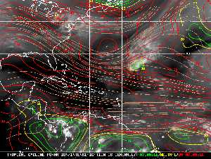 Météo tropicale : Carte des vents de cisaillement.