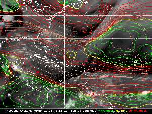 Météo tropicale : Carte des vents de cisaillement.